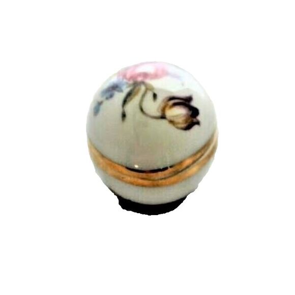 Limoges Trinket Box Oval Shaped Unhinged Floral France - Picture 2 of 7